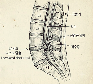 MRI에서 디스크가 보이면 바로 수술해야 할까요? 관련 해부 구조 그림